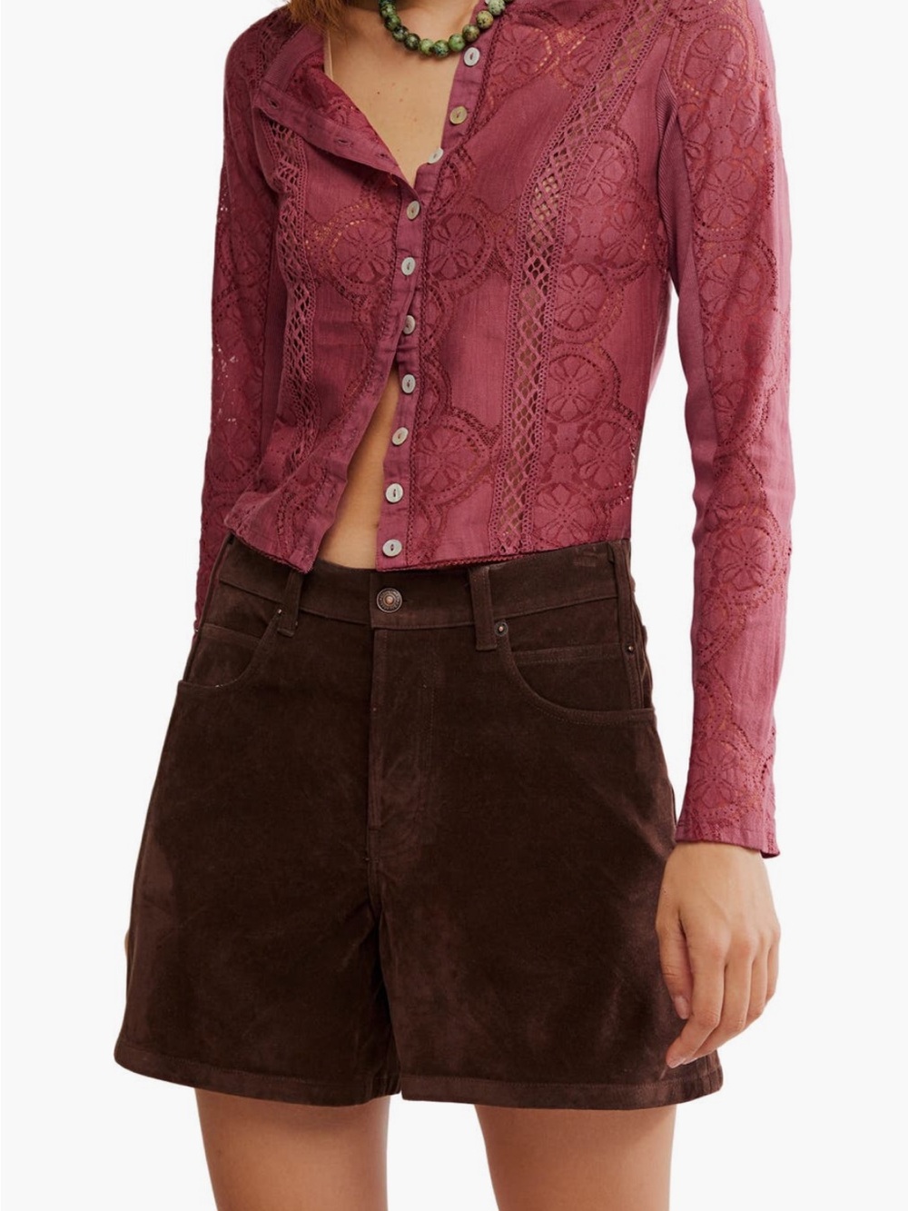 Jae Sheer Lace Knit Button up top. NWOT